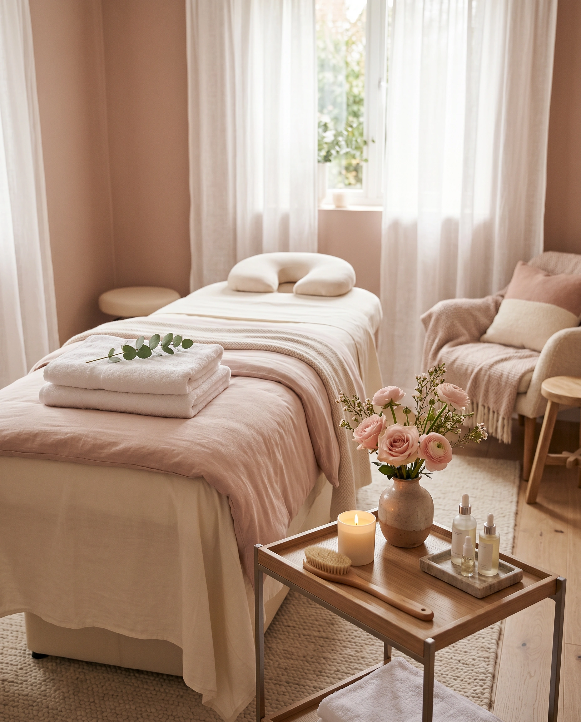 Rustige, warme behandelkamer van schoonheidssalon Passion for Beauty